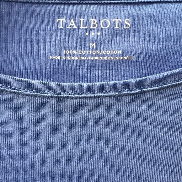 TALBOTS Cotton Long Sleeve Tee/ Blue Iris - Picture 3 of 4